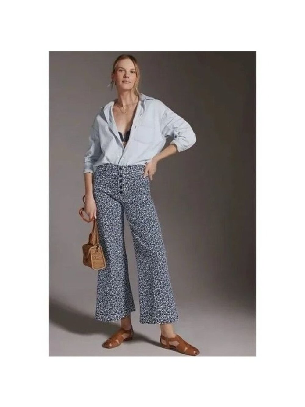Mother Denim The Pixie Sailor Ankle in Found at Sea Anchors Wide Leg Exposed But